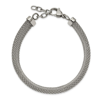 Stainless Steel Polished Mesh 7.5in with 1.25in Bracelet