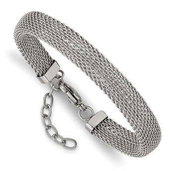 Stainless Steel Polished Mesh 7.5in with 1.25in Bracelet
