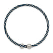 Stainless Steel Polished Blue IP-plated 3.00mm Flexible Bangle