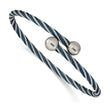 Stainless Steel Polished Blue IP-plated 3.00mm Flexible Bangle