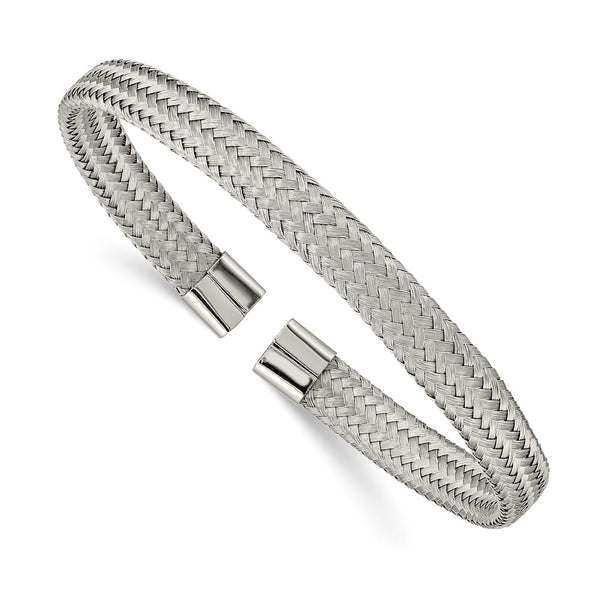 Stainless Steel Polished 6.00mm Mesh Wire Cuff Bangle