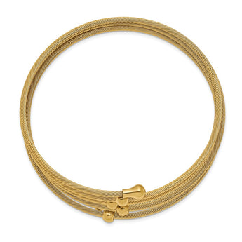 Stainless Steel Polished Yellow IP-plated Flexible Coil Bangle