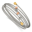 Stainless Steel Polished Rose and Yellow IP-plated Flexible Coil Bangle