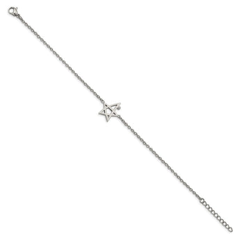 Stainless Steel Polished with Swarovski Crystals 7.5in w/1in ext. Star Brac