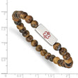 Stainless Steel Polished Medical ID Tiger's Eye Bead Stretch Bracelet