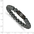 Stainless Steel Brushed Black-plated Medical ID Hematite Bead Stretch Brace