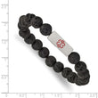 Stainless Steel Brushed Medical ID Lava Stone Stretch Bracelet