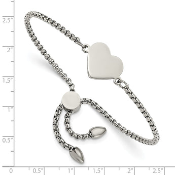 Stainless Steel Polished Heart Adjustable Bracelet