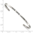 Stainless Steel Polished Enamel/Crystal LIVE LOVE LAUGH 3mm Cuff Bangle