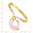 Stainless Steel Polished Yellow IP Pink Enamel/Nylon SUNSHINE Adj Bangle