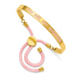 Stainless Steel Polished Yellow IP Pink Enamel/Nylon SUNSHINE Adj Bangle