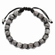 Black Macrame with Grey Map Stone Beads Adjustable Bracelet