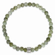 Stainless Steel Polished Sprectrolite Beaded Stretch Bracelet