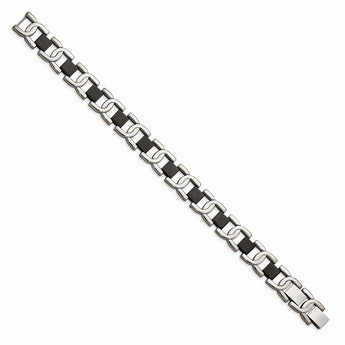 Stainless Steel Black IP-plated 8in Bracelet