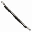Stainless Steel Brushed Box Chain & Black Onyx 2 Strand 8.5in Bracelet