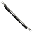 Stainless Steel Polished Box Chain & Lava Stone 2 Stand 8.5in Bracelet