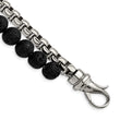 Stainless Steel Polished Box Chain & Lava Stone 2 Stand 8.5in Bracelet