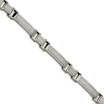 Stainless Steel Brushed & Polished Grey Carbon Fiber Inlay 8.25in Bracelet