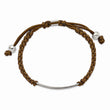 Stainless Steel Polished Brown Nylon Adjustable ID Bracelet