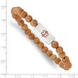 Stainless Steel Polished w/Enl Medical ID Taxus Chinensis Wood Bracelet