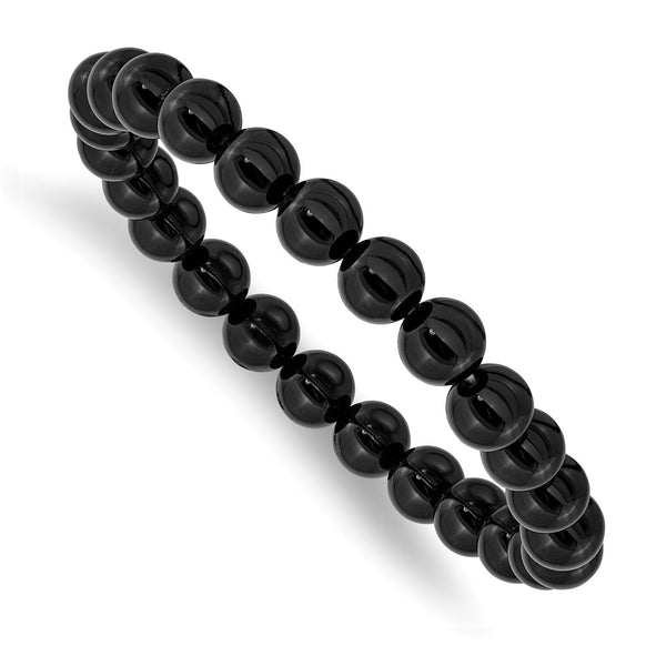 Black Agate Beaded Stretch Bracelet
