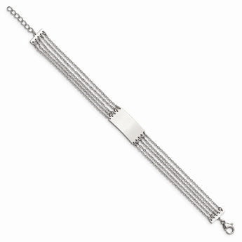 Stainless Steel Polished Multi Strand w/.75in ext 6.5in ID Bracelet