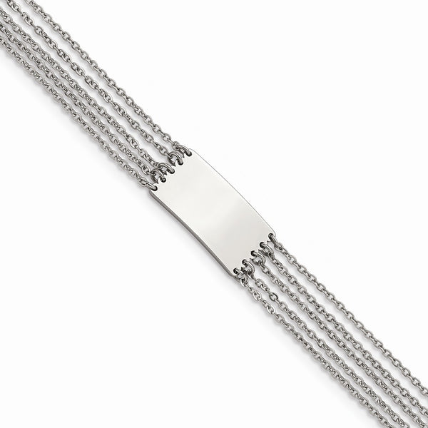 Stainless Steel Polished Multi Strand w/.75in ext 6.5in ID Bracelet