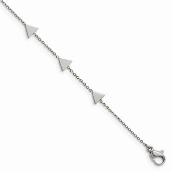 Stainless Steel Polished Triangles w/.75in ext 6.75in Bracelet