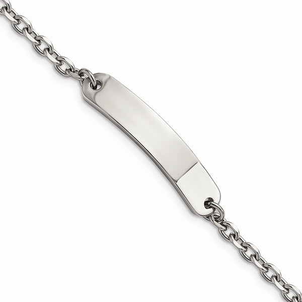 Stainless Steel Polished Cable Chain 7in ID Bracelet