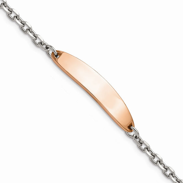 Stainless Steel Polished Rose IP-plated 7in ID Bracelet