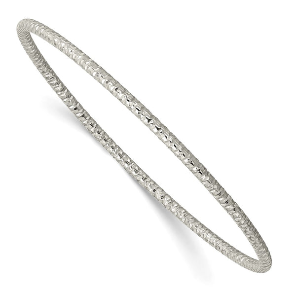 Stainless Steel Polished Textured 2mm Slip on Bangle