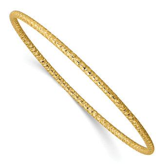 Stainless Steel Polished Textured Yellow IP-plated 2mm Slip on Bangle