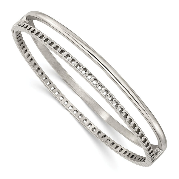 Stainless Steel Polished 9.25mm Hinged Bangle