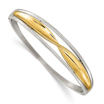 Stainless Steel Polished Yellow IP-plated Hinged Bangle