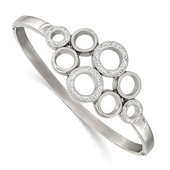 Stainless Steel Polished with Preciosa Crystal Hinged Bangle