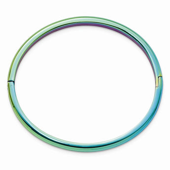 Stainless Steel Polished Rainbow IP-plated 4mm Hinged Bangle