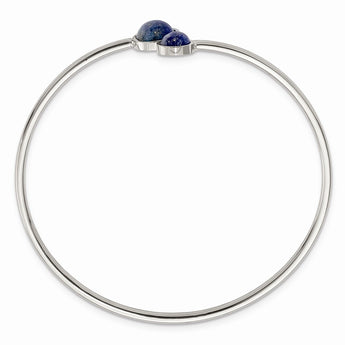 Stainless Steel Polished with Lapis Flexible Bangle