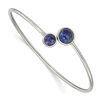 Stainless Steel Polished with Lapis Flexible Bangle