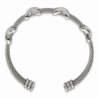 Stainless Steel Polished Cable Cuff Bangle