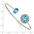 Stainless Steel Polished with Blue and Clear CZ Bangle