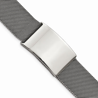 Stainless Steel Polished Mesh Adjustable ID Bracelet