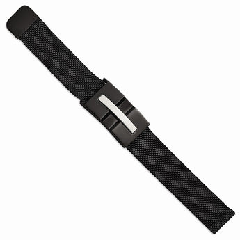 Stainless Steel Polished Black IP-plated Mesh Adjustable Magnetic Bracelet