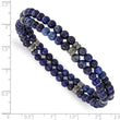 Stainless Steel Brushed Antique Bronze-plated Lapis Stretch Bracelet