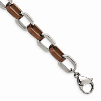 Stainless Steel Brown IP-plated 8.5in Bracelet