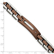 Stainless Steel Brown IP-plated w/Diamond 8.5in Bracelet