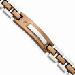 Stainless Steel Brown IP-plated w/Diamond 8.5in Bracelet