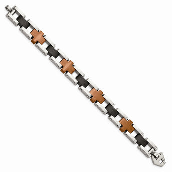 Stainless Steel Brown & Black IP-plated 8.75in Bracelet