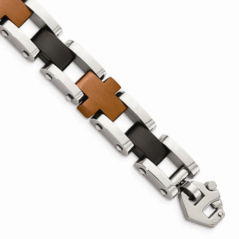 Stainless Steel Brown & Black IP-plated 8.75in Bracelet