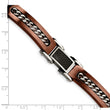 Stainless Steel Brushed/Polished Brown IP CarbonFiber Inlay 8.5in Bracelet