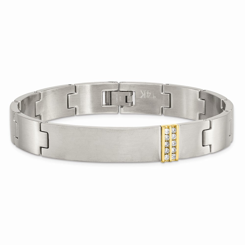 Stainless Steel with 14k Accent Diamond ID Bracelet – Birthstone Company